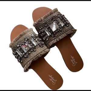 Jeweled flat sandal